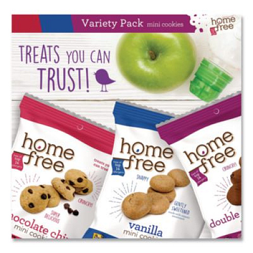 Homefree Gluten Free Mini Cookies Variety Pack, 1.1 oz/0.95 oz/1.1 oz Packs, 30/Carton (01305)