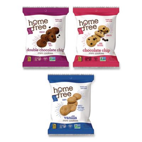 Homefree Gluten Free Mini Cookies Variety Pack, 1.1 oz/0.95 oz/1.1 oz Packs, 30/Carton (01305)