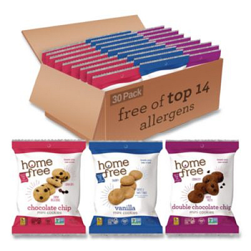 Homefree Gluten Free Mini Cookies Variety Pack, 1.1 oz/0.95 oz/1.1 oz Packs, 30/Carton (01305)