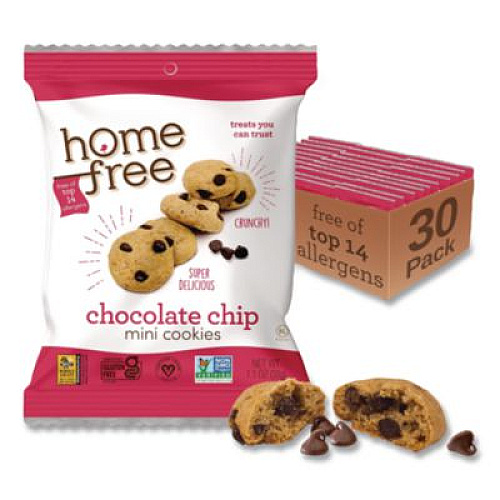 Homefree Gluten Free Chocolate Chip Mini Cookies, 1.1 oz Pack, 30/Carton (01873)