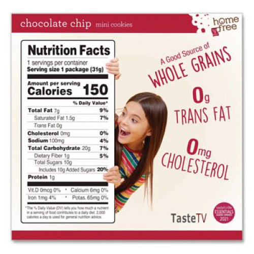Homefree Gluten Free Chocolate Chip Mini Cookies, 1.1 oz Pack, 30/Carton (01873)