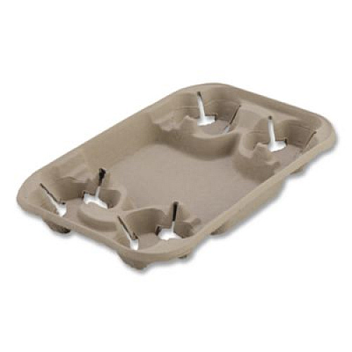 Chinet StrongHolder Molded Fiber Cup/Food Tray, 8 oz to 22 oz, Four Cups + Food Tray, Beige, 250/Carton (20969CT)