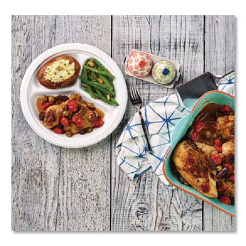 Chinet PaperPro Naturals Molded Fiber Dinnerware, Round Plates, 3-Compartment, 10.25" dia, Natural, 125/Pack, 4 Packs/Carton (25777CT)