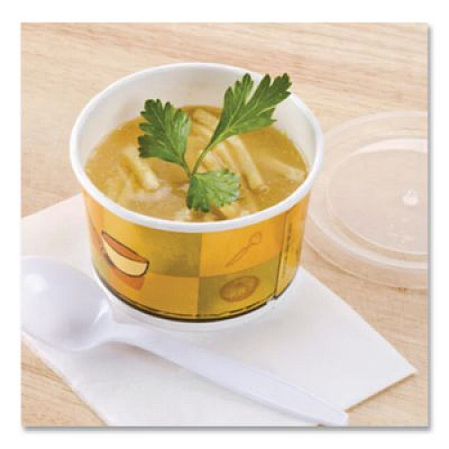 Chinet Streetside Paper Food Container with Plastic Lid, Streetside Design, 8 oz to 10 oz, 250/Carton (70408)