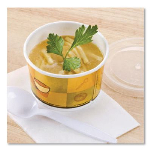 Chinet Streetside Squat Paper Food Container with Lid, Streetside Design, 12 oz, 250/Carton (70412)