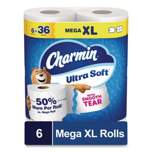 Charmin Ultra Soft Bathroom Tissue, Septic Safe, 2-Ply, White, 312 Sheets/Roll, 18 Rolls/Carton (19369)