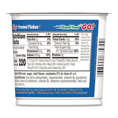 Kellogg's Breakfast Cereal, Frosted Flakes, Single-Serve 2.1 oz Cup, 6/Box (01468)