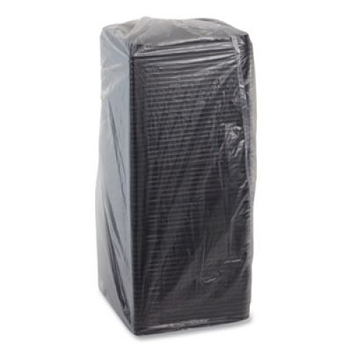 Pactiv Evergreen Recycled Plastic Container, 6 x 6 Brownie Container, 7.5 x 7.5 x 0.56, Black, Plastic, 195/Carton (75SBASE)