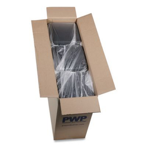 Pactiv Evergreen Recycled Plastic Container, 6 x 6 Brownie Container, 7.5 x 7.5 x 0.56, Black, Plastic, 195/Carton (75SBASE)