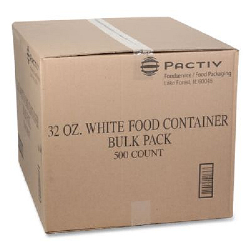 Pactiv Evergreen Paper Round Food Container, 32 oz, 4.5" Diameter x 5.1" h, White, 500/Carton (D32RB)