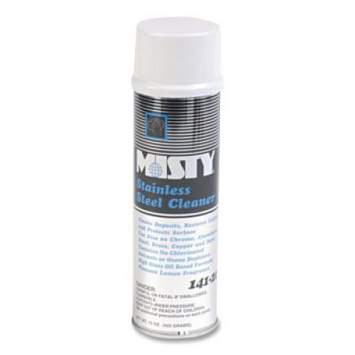 Misty Stainless Steel Cleaner and Polish, Lemon Scent, 15 oz Aerosol Spray, 12/Carton (1001541)