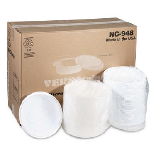 Pactiv Evergreen Newspring VERSAtainer Microwavable Containers, 48 oz, 9.5 x 9.5 x 2.4, White/Clear, Plastic, 150/Carton (NC948)