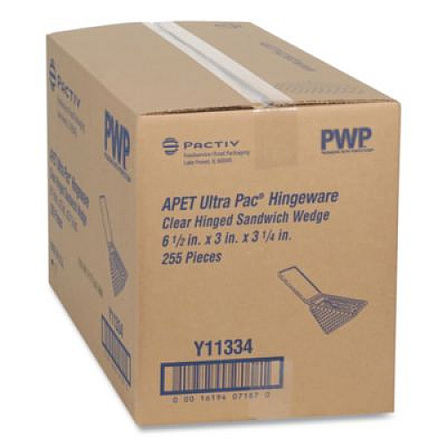 Pactiv Evergreen Plastic Hinged Lid Sandwich Container, 3.25 x 6.5 x 3, Clear, 85/Pack, 3 Packs/Carton (Y11334)