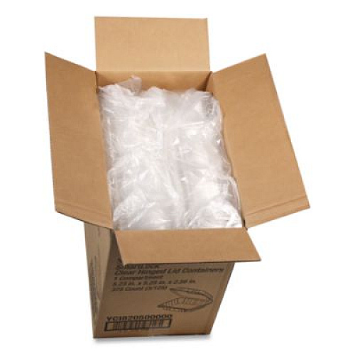 Pactiv Evergreen SENSATION SmartLock Hinged Lid Container, 5.2 x 5.3 x 2.56, Clear, Plastic, 375/Carton (YCI820500000)