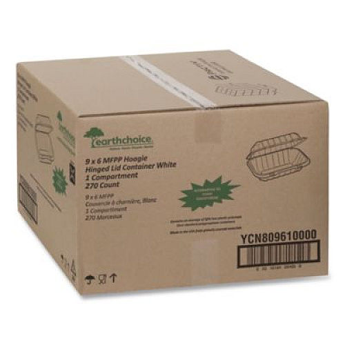 Pactiv Evergreen EarthChoice SmartLock Microwavable MFPP Hinged Lid Container, 9 x 6 x 3, White, Plastic, 270/Carton (YCN80961)
