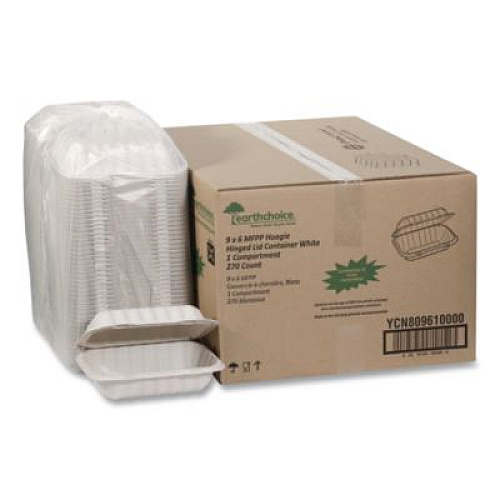 Pactiv Evergreen EarthChoice SmartLock Microwavable MFPP Hinged Lid Container, 9 x 6 x 3, White, Plastic, 270/Carton (YCN80961)