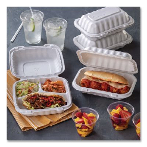 Pactiv Evergreen EarthChoice SmartLock Microwavable MFPP Hinged Lid Container, 9 x 6 x 3, White, Plastic, 270/Carton (YCN80961)
