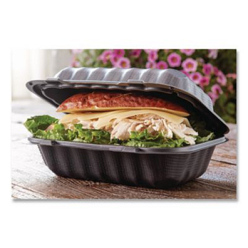 Pactiv Evergreen EarthChoice SmartLock Microwavable MFPP Hinged Lid Container, 9 x 6 x 3, Black, Plastic, 270/Carton (YCNB80961000)