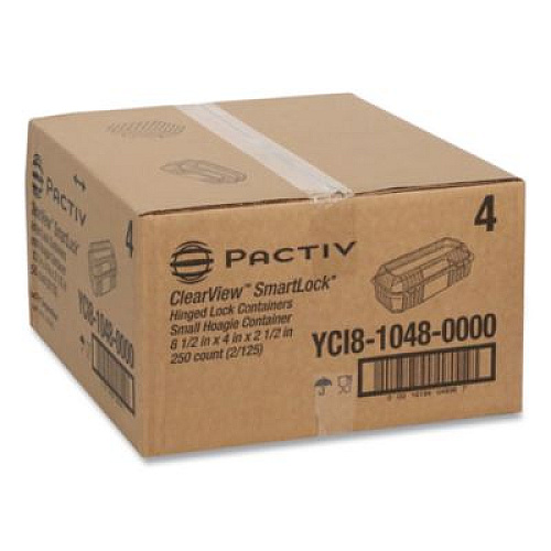 Pactiv Evergreen ClearView SmartLock Hinged Lid Container, 23 oz, 8.5 x 4 x 2.5, Clear, Plastic, 250/Carton (YCI81048)