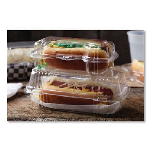 Pactiv Evergreen ClearView SmartLock Hinged Lid Container, 23 oz, 8.5 x 4 x 2.5, Clear, Plastic, 250/Carton (YCI81048)
