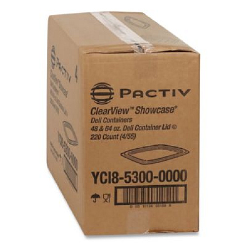 Pactiv Evergreen Showcase Deli Container Lid, Flat Lid For 3-Compartment 48/64 oz Containers, 9 x 7.38 x 0.19, Clear, Plastic, 220/Carton (YCI85300)