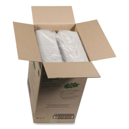 Pactiv Evergreen EarthChoice SmartLock Microwavable MFPP Hinged Lid Container, 6 x 6 x 3.1, White, Plastic, 400/Carton (YCN80600)