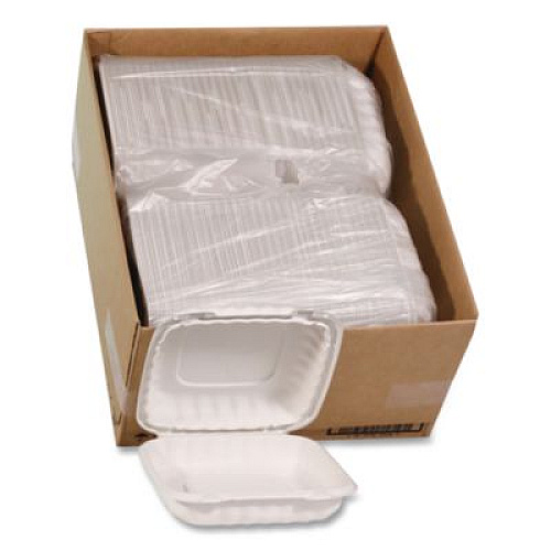 Pactiv Evergreen EarthChoice SmartLock Microwavable MFPP Hinged Lid Container, 9 x 9 x 3.1, White, Plastic, 120/Carton (YCN80901)