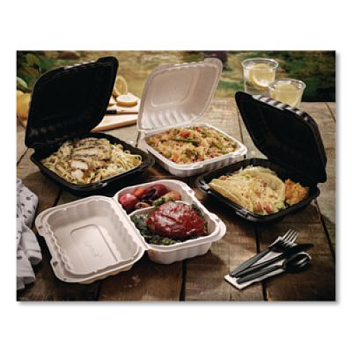 Pactiv Evergreen EarthChoice SmartLock Microwavable MFPP Hinged Lid Container, 9 x 9 x 3.1, White, Plastic, 120/Carton (YCN80901)