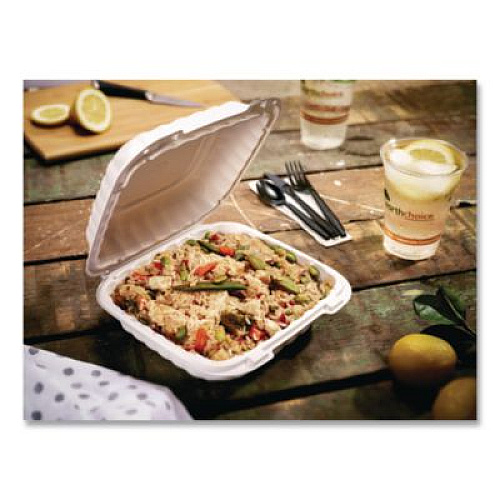 Pactiv Evergreen EarthChoice SmartLock Microwavable MFPP Hinged Lid Container, 9 x 9 x 3.1, White, Plastic, 120/Carton (YCN80901)