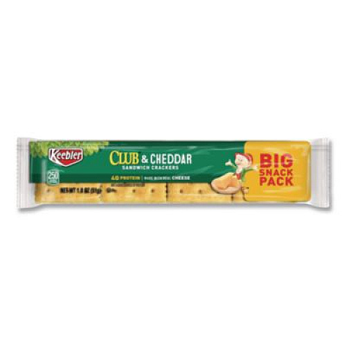 Keebler Sandwich Cracker, Club and Cheddar, 8 Cracker Snack Pack, 12/Box (21163)