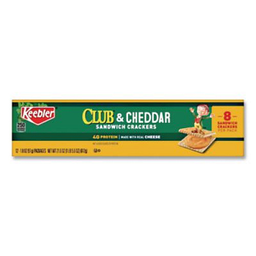 Keebler Sandwich Cracker, Club and Cheddar, 8 Cracker Snack Pack, 12/Box (21163)