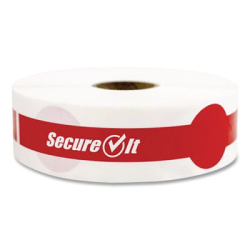 National Checking Company SecureIT Tamper Evident Food Container Seals, 1 x 7, Red, Paper, 250/Roll, 2 Rolls/Pack (P17SI2)