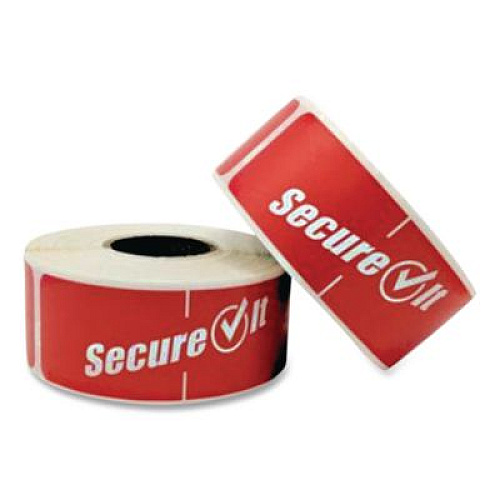 National Checking Company SecureIT Tamper Evident Food Container Seals, 1 x 3, Red, Paper, 250/Roll, 2 Rolls/Pack (P13SI2)