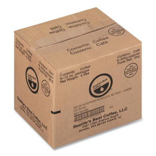 Seattle's Best Port Side Blend Whole Bean Coffee, Decaffeinated Medium Roast, 12 oz Bag, 6/Carton (11008565CT)