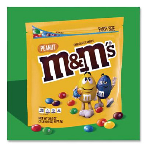 M & M's Milk Chocolate Candies, Milk Chocolate and Peanuts, 38 oz Bag (55116)