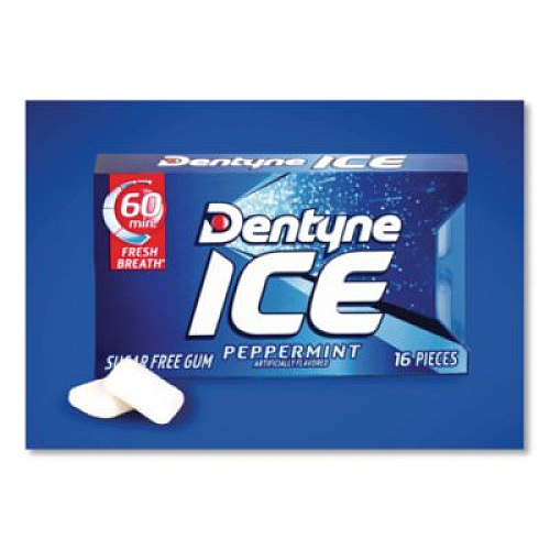 Dentyne Ice Sugarless Gum, Peppermint Flavor,16 Pieces/Pack, 9 Packs/Box (3125400)