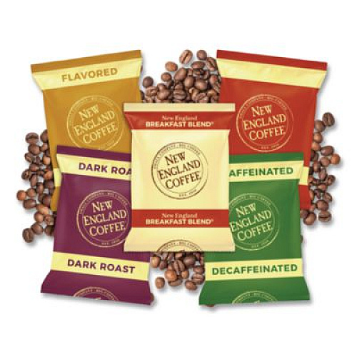 New England Coffee Coffee Portion Packs, French Dark Roast, 2.5 oz Pack, 24/Box (026190)