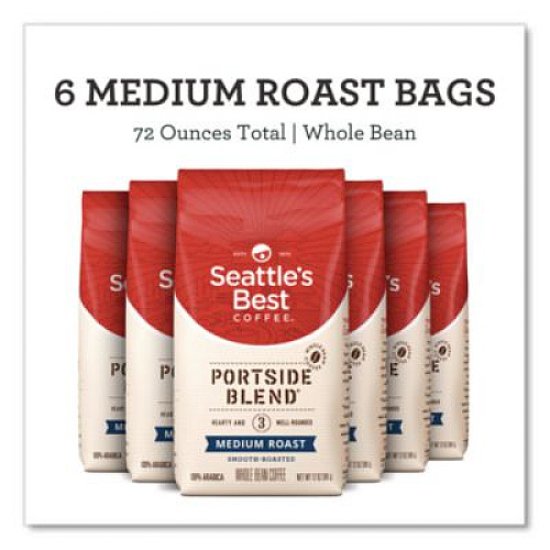 Seattle's Best Port Side Blend Whole Bean Coffee, Medium Roast, 12 oz Bag, 6/Carton (11008570CT)