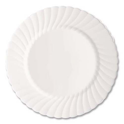 WNA Classicware Plastic Dinnerware, Plates, 9" dia, White, 12/Bag, 15 Bags/Carton (RSCW91512W)