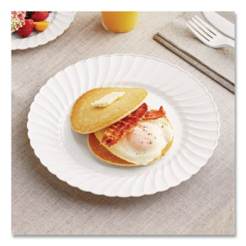 WNA Classicware Plastic Dinnerware, Plates, 9" dia, White, 12/Bag, 15 Bags/Carton (RSCW91512W)