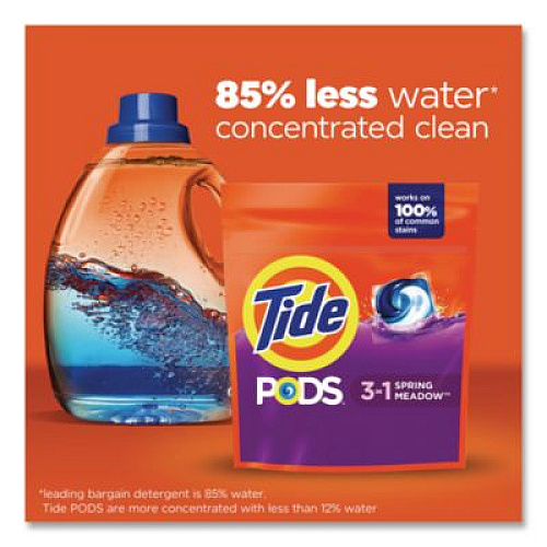 Tide Pods, HE Compatible, Laundry Detergent, Spring Meadow, 31/Pack, 4 Packs/Carton (93123CT)