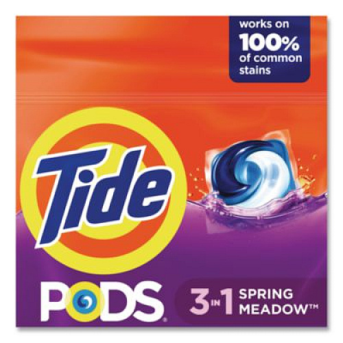 Tide Pods, HE Compatible, Laundry Detergent, Spring Meadow, 31/Pack, 4 Packs/Carton (93123CT)