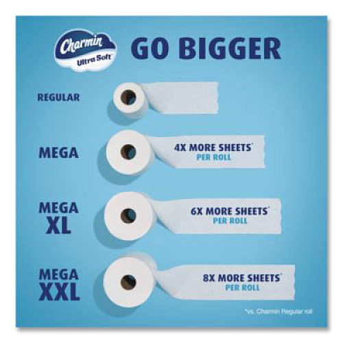 Charmin Ultra Soft Bathroom Tissue, Mega Roll, Septic Safe, 2-Ply, White, 208 Sheets/Roll, 12 Rolls/Pack, 5 Packs/Carton (17579CT)
