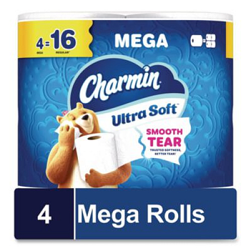 Charmin Ultra Soft Bathroom Tissue, Mega Roll, Septic Safe, 2-Ply, White, 208 Sheets/Roll, 4 Rolls/Pack, 8 Packs/Carton (19261CT)
