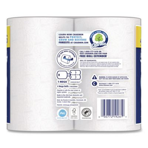 Charmin Ultra Soft Bathroom Tissue, Mega Roll, Septic Safe, 2-Ply, White, 208 Sheets/Roll, 4 Rolls/Pack, 8 Packs/Carton (19261CT)
