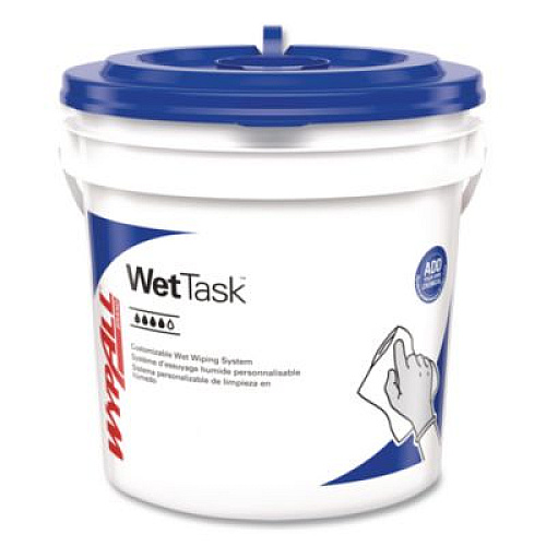 WypAll Power Clean Wipers for Solvents WetTask Customizable Wet Wiping System, 6 x 12, Unscented, 95/Roll, 6 Rolls/1 Bucket/Carton (0600104)