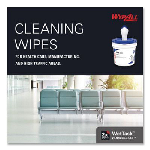 WypAll Power Clean Wipers for Solvents WetTask Customizable Wet Wiping System, 6 x 12, Unscented, 95/Roll, 6 Rolls/1 Bucket/Carton (0600104)