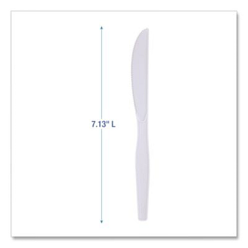 Boardwalk Mediumweight Polystyrene Cutlery, Knife, Plastic, White, 100/Box (KNIFEMWPSBX)