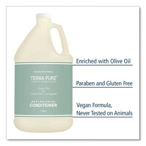 Diversified Hospitality Solutions Terra Pure Conditioner Gallon, Green Tea Lemongrass Scent, 1 gal Bottle, 4/Carton (002256)