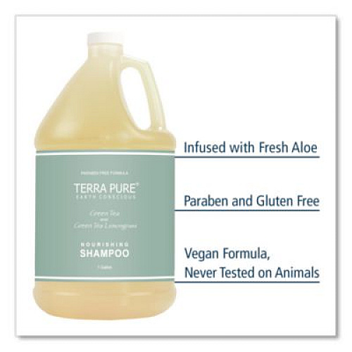 Diversified Hospitality Solutions Terra Pure Shampoo Gallon, Green Tea Lemongrass Scent, 1 gal Bottle, 4/Carton (002287)